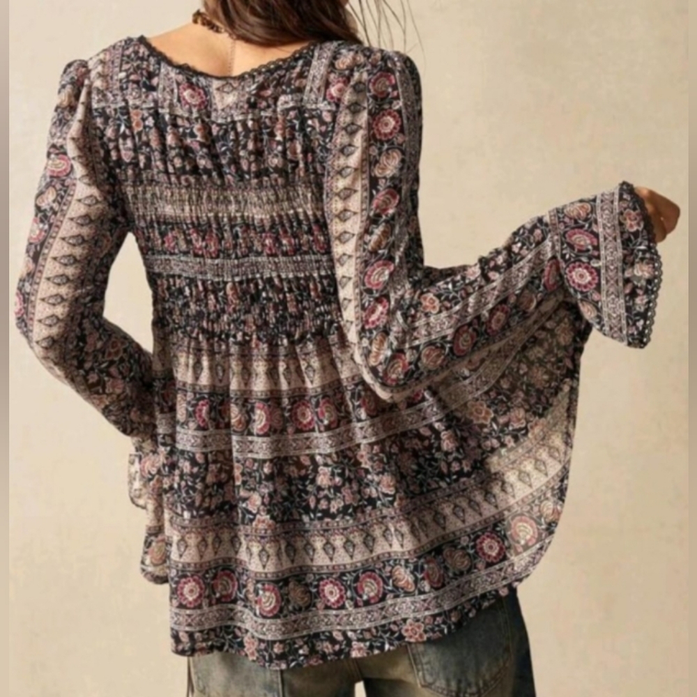 Boho Gypsy Loose Fit Top - Picture 2 of 16